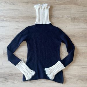 Tory Burch Black and Cream Turtleneck Sweater